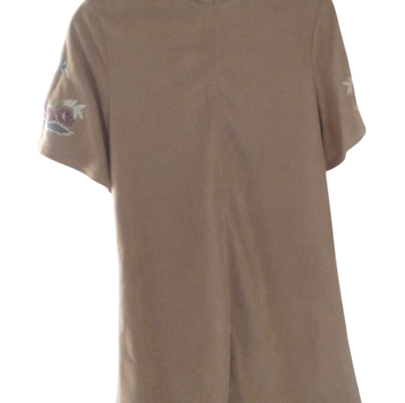LoveRiche Brown Suede Like Embroidered Dress Holiday Feminine Mini Dress SZ M - Picture 3 of 6